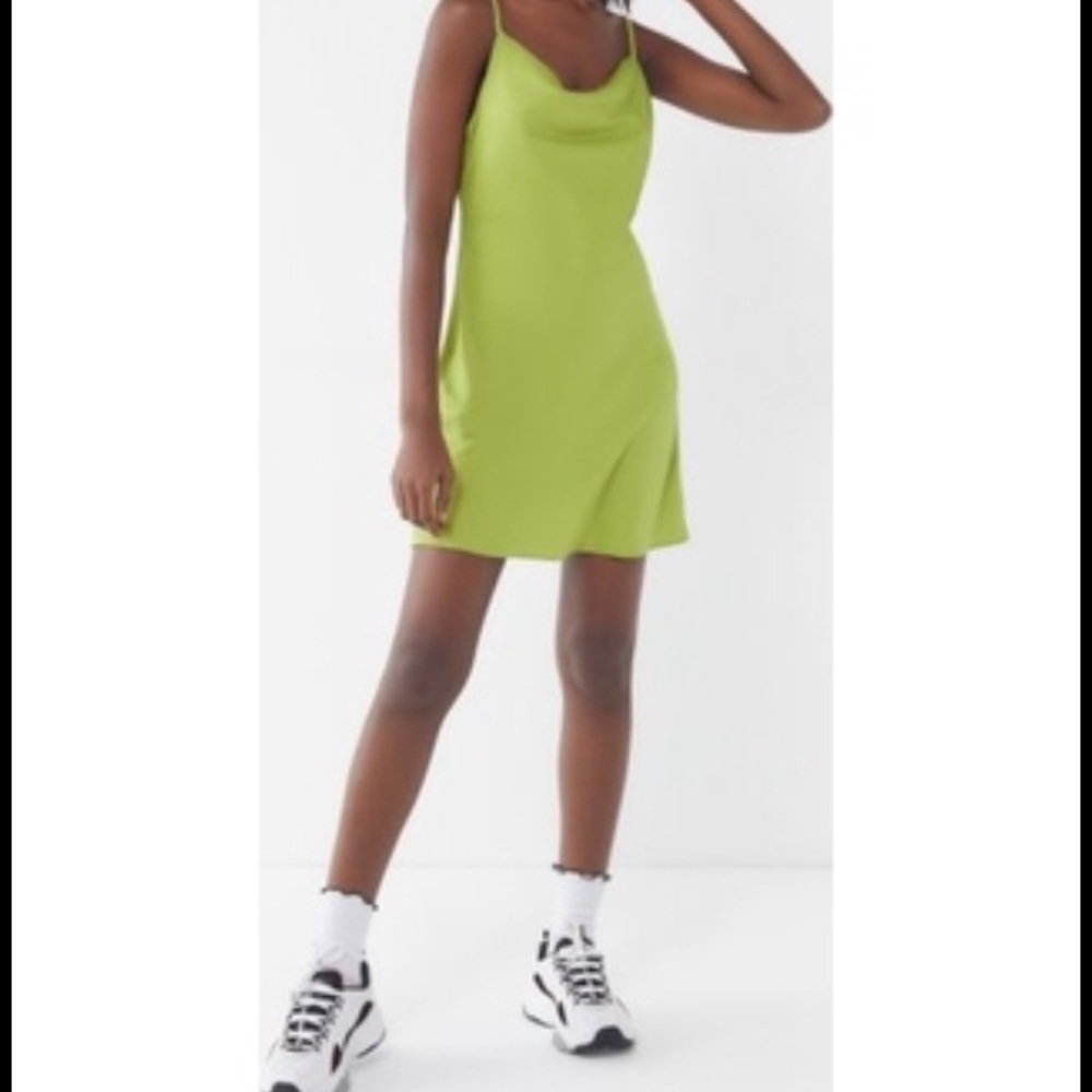 UO Mallory cowl neck satin dress